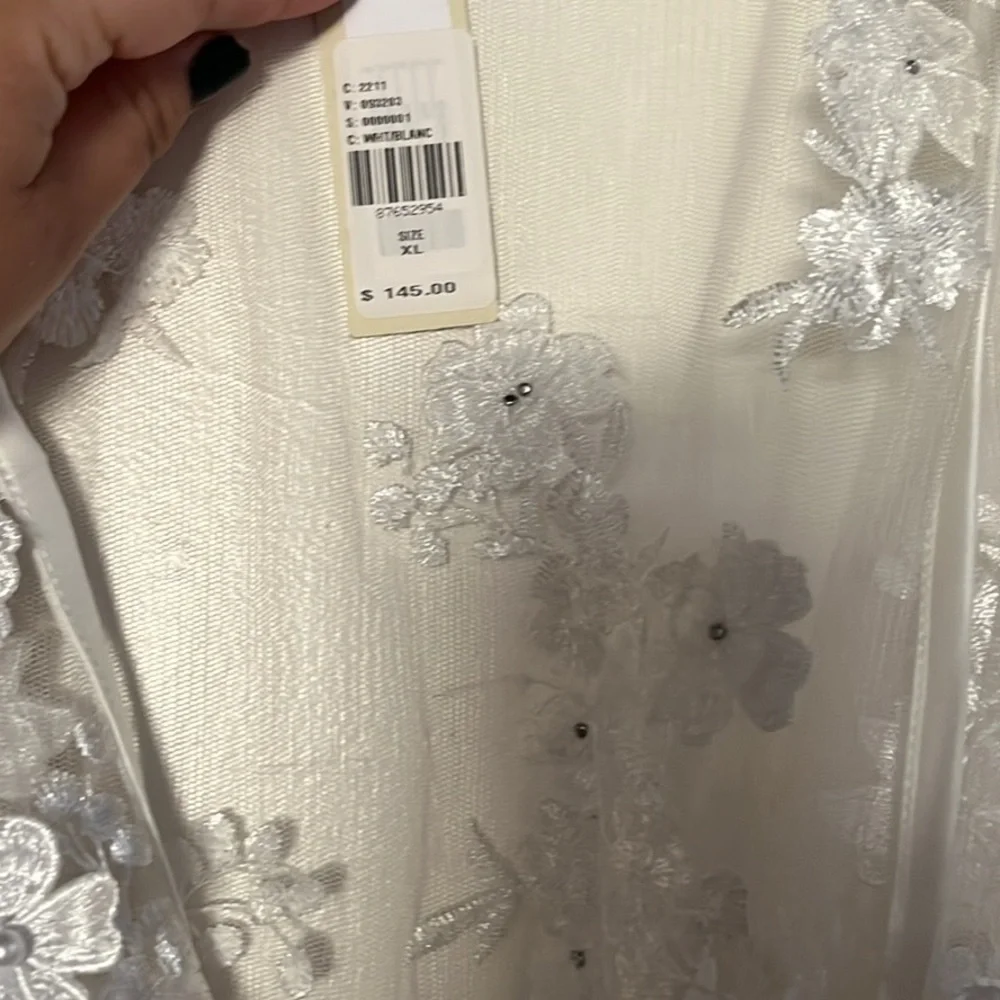 Sheer White Floral Lace Robe - Picture 2 of 2